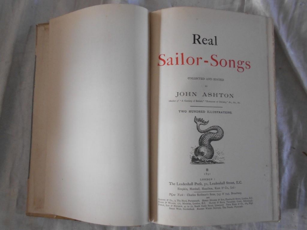 ASHTON, J. Real Sailor-Songs 1st. ed. 1891, Leadenhall Pr. London, fol. orig. hf. vellum