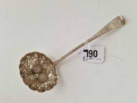 George III crested sifter spoon with gilt embossd bowl. London 1812 By R C