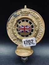 RAC brass and enamel car badge 4 in high (No B 1140)
