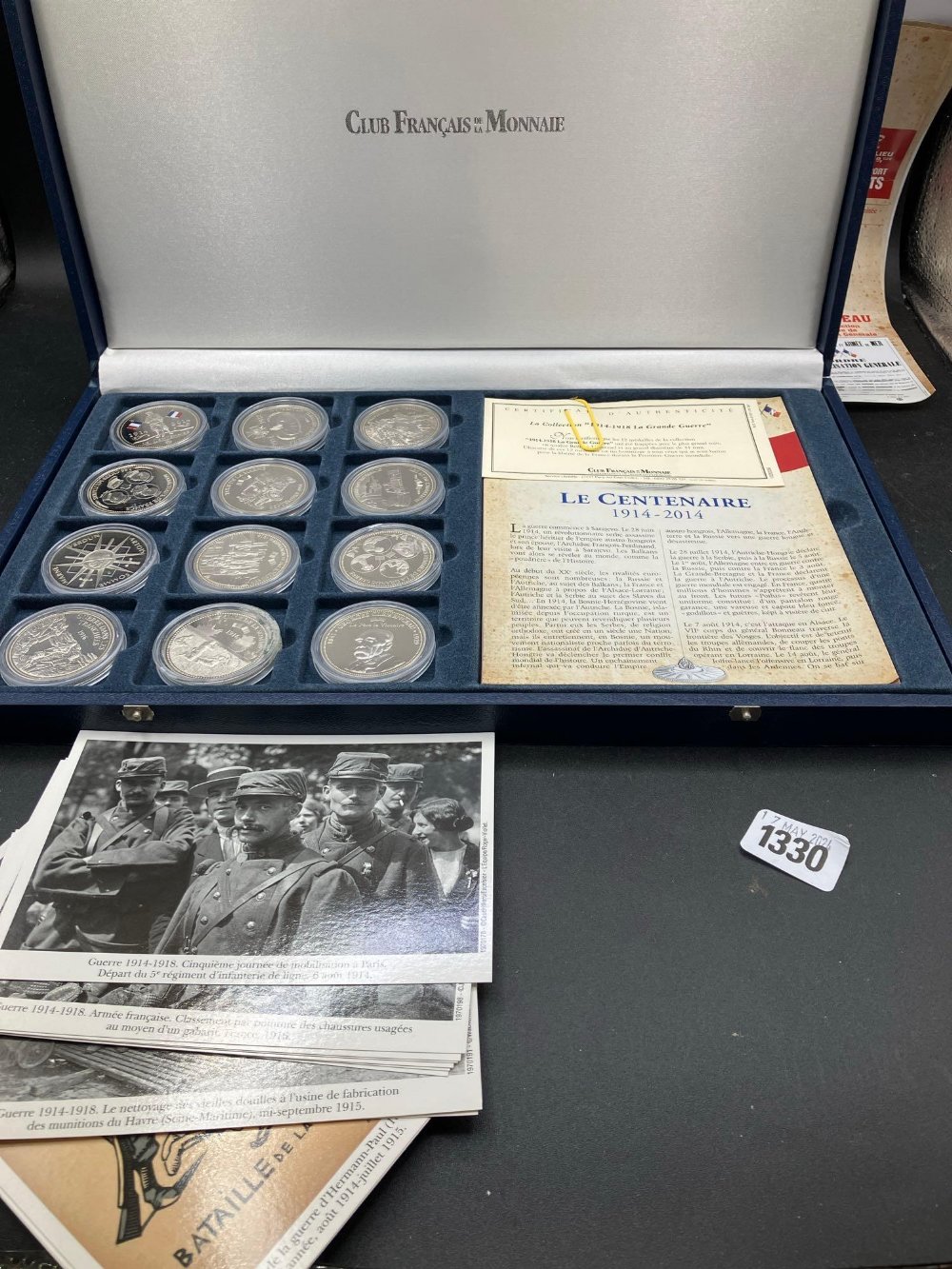 Cased set 12 French WWI commemoratives