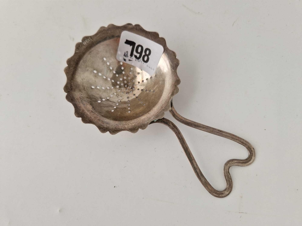 Tea strainer with loop handle. Birmingham 1943
