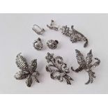 Four silver and marcasite items earnings etc. 37 gms