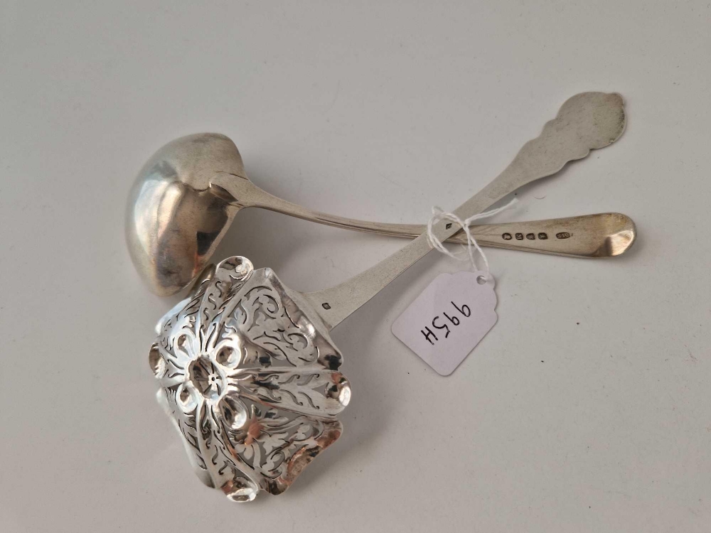 George III sauce ladle. London 1807 and a French sifter spoon. 99gms - Image 2 of 2