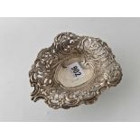 A good late Victorian heart shaped sweet dish, embossed sides, 5.5 inches wide, Birmingham 1895 by
