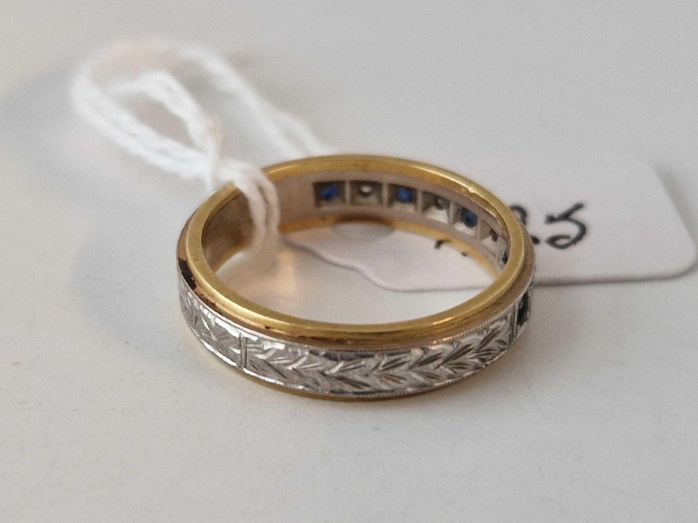A SAPPHIRE AND DIAMOND HALF ETERNITY RING 18CT GOLD SIZE L 4.8 GMS - Image 2 of 3