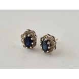 A pair of sapphire and diamond circular earrings 1.2 gms