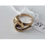 A gold snake ring size N 3 gms