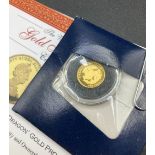 A Royal Mint 208 small pure gold proof coin with C.O.A