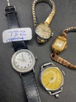 Four assorted wrist watches including TIMEX and INGERSOLL