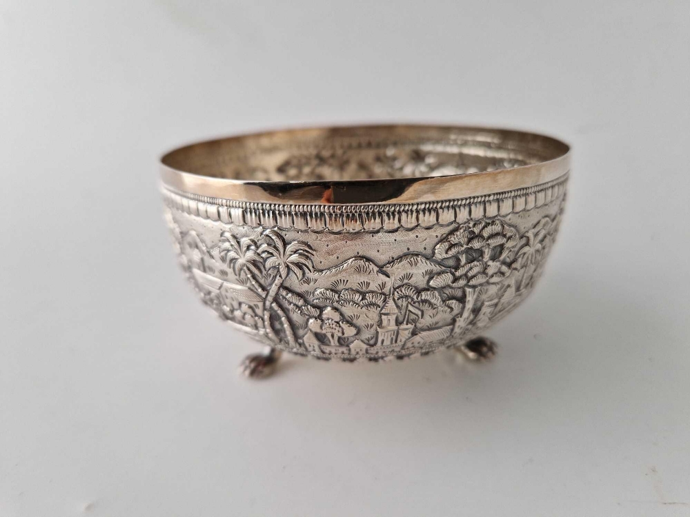 An Indian 95 silver sugar bowl with well chased decoration, by CGK 119 g - Image 2 of 4
