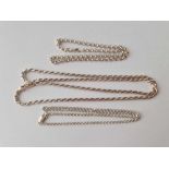 Three silver chains 38 gms