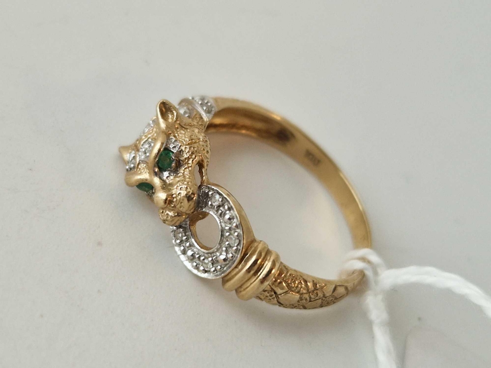 A leopard design diamond ring 9ct size P 2.4 gms - Image 4 of 4