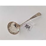 A Victorian sifter spoon with pretty pierced bowl, Sheffield 1892 by TC, JWC