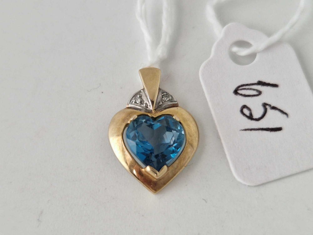 A heart topaz and diamond pendant 9ct 1.5 gms - Image 2 of 3