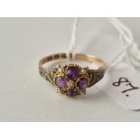 A antique garnet and pearl ring 12ct gold size R 1.6 gms