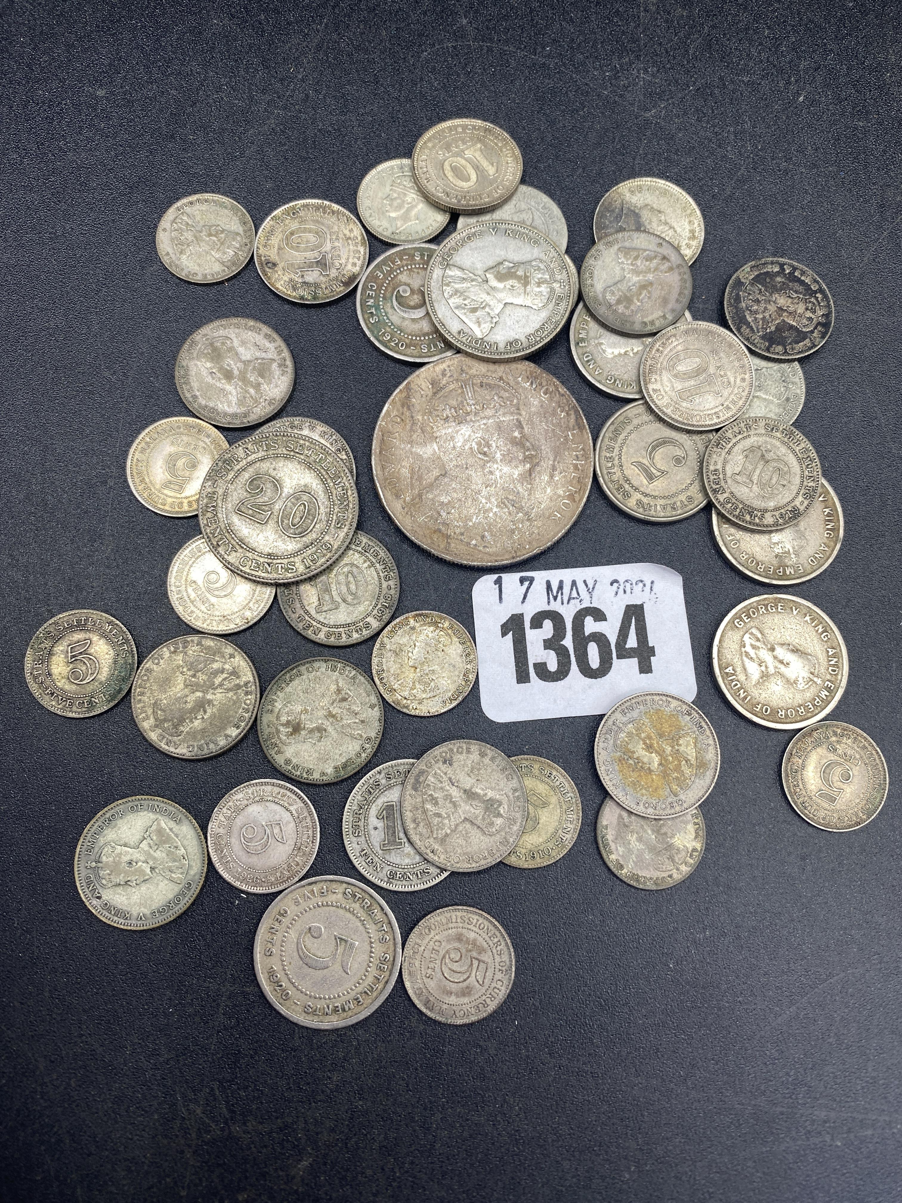 Straits Settlements and Malaya silver coins plus others