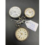 Three ladies silver fob watches with enamelled dials