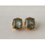 A pair of emerald earrings set in gold 7.7 gms Clip On