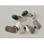 Two pairs silver cufflinks