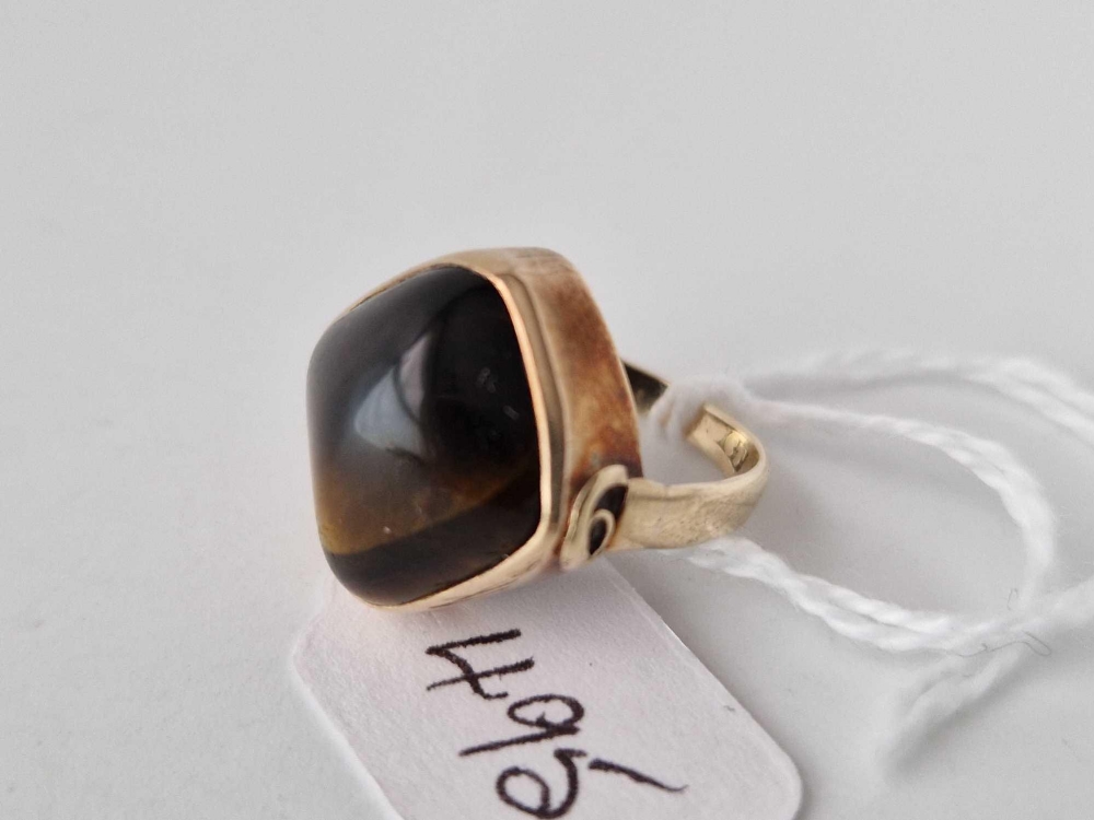 A tigers eye ring 9ct size H 4.4 gms - Image 2 of 3