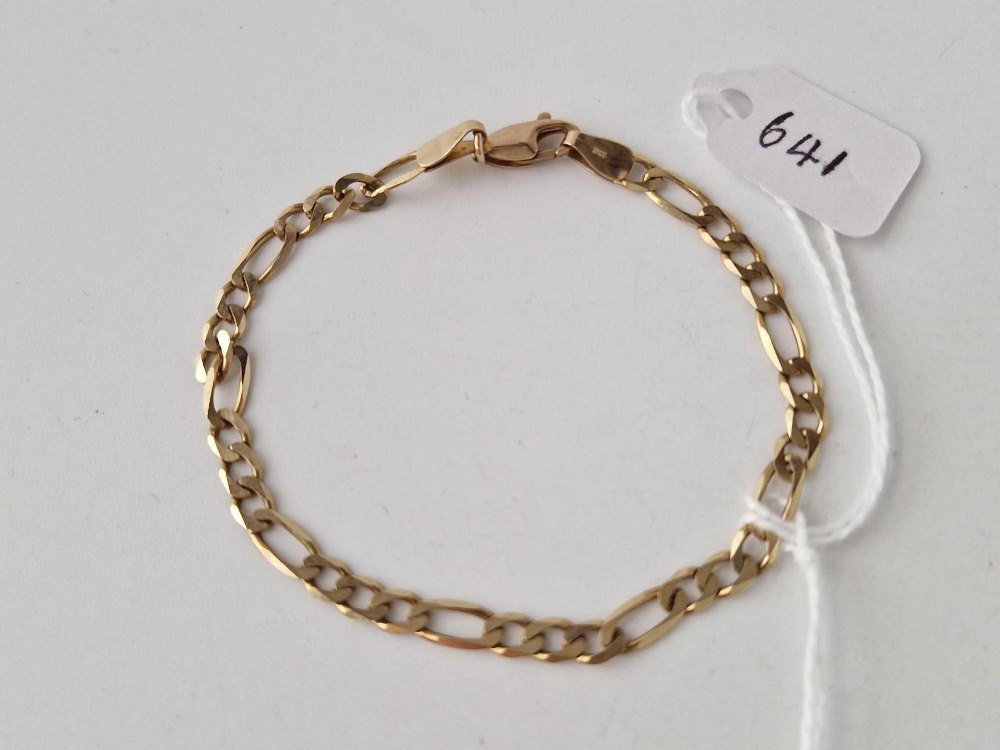 A figaro link bracelet 9ct 7 inch 3.4 gms