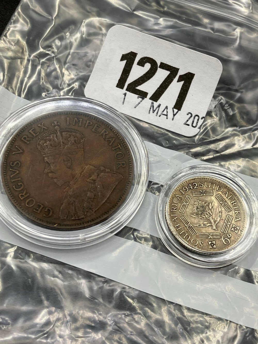 South African penny 1935 and sixpence 1942 - Image 2 of 2