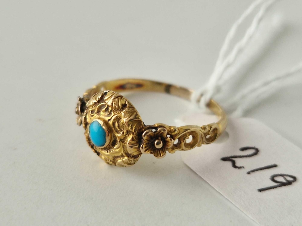 A Victorian turquoise ring 15ct gold size P 1.8 gms - Image 2 of 3