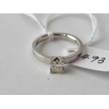 A platinum rectangular solitaire diamond ring size L 5.1 gms