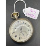 A gents silver pocket watch with seconds dial