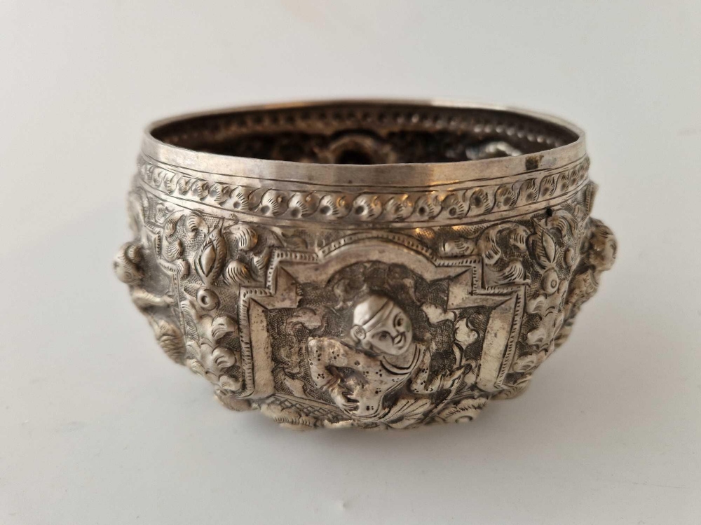 A Good Silver Burmese REPOUSSE Bowl 156g