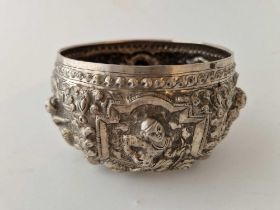 A Good Silver Burmese REPOUSSE Bowl 156g