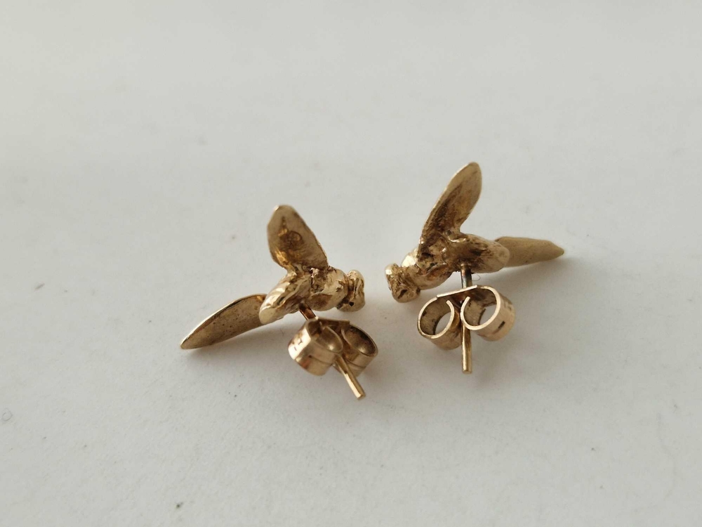 A pair of bug earrings 9ct 2.2 gms - Image 2 of 2