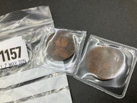 Two 1775 George III half pennies