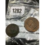 Sheffield 1815 penny Token, Prince of Wales London Middlesex half penny token