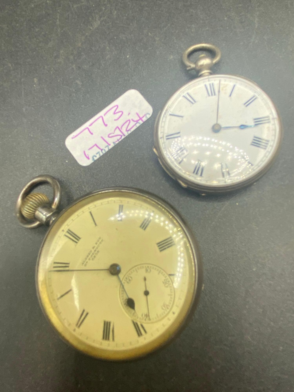 A gents silver pocket watch by ALDRIDGE with seconds dial and ladies silver watch