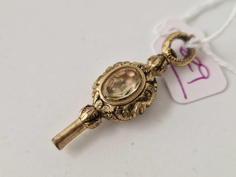 A antique stone set watch key - Image 2 of 2