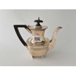 A small Victorian coffee pot with two gadroon bands, 6" high, London 1899 by WH Ltd, 290g