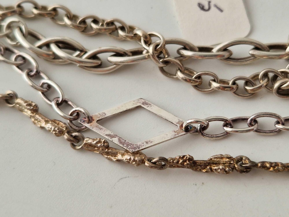 Four silver neck chains 68 gms - Image 2 of 2