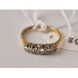 A five stone diamond ring 18ct gold size M 2.5 gms