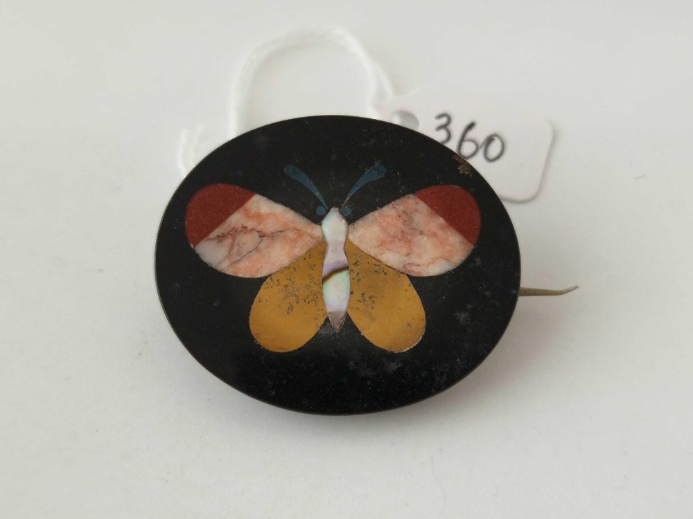 A Victorian pietra dura butterfly brooch