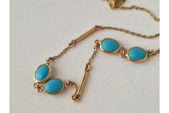 A turquoise necklace 14ct gold 16 inch 5.4 gms - Image 2 of 2