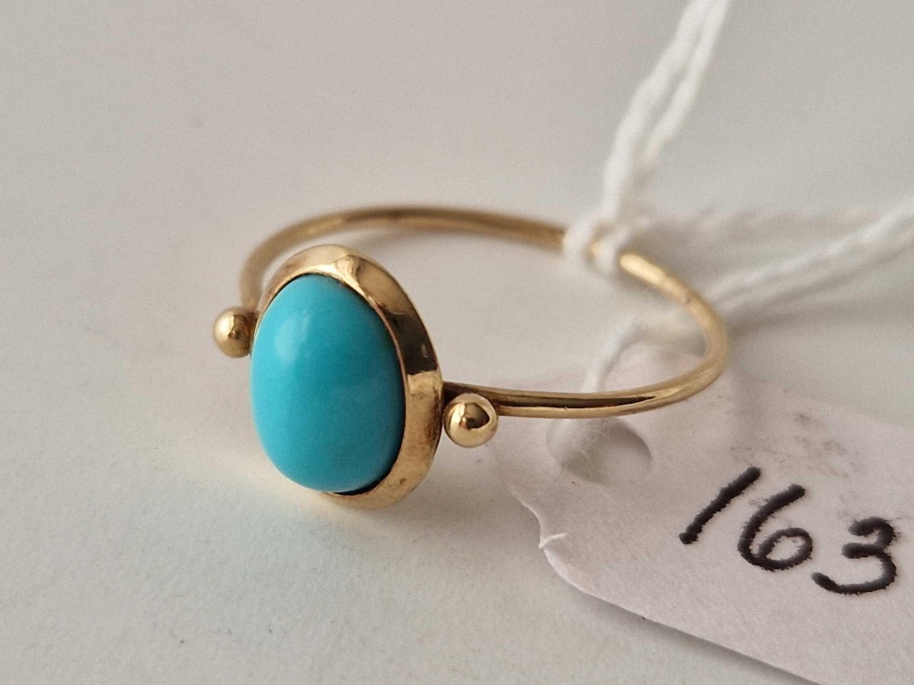A turquoise ring 14ct gold size N 1.2 gms - Image 2 of 3