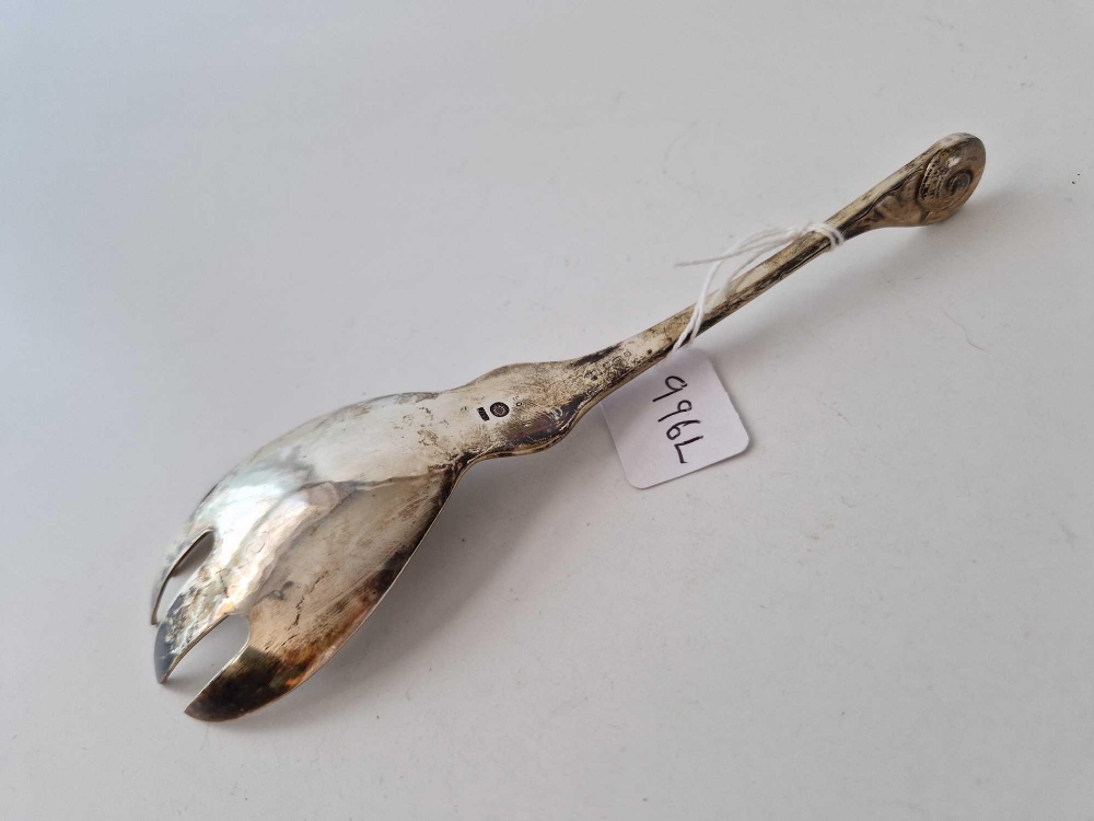 Georg Jensen serving fork, leaf decorated spoon. 7.5 in long. 75 gms - Bild 2 aus 3
