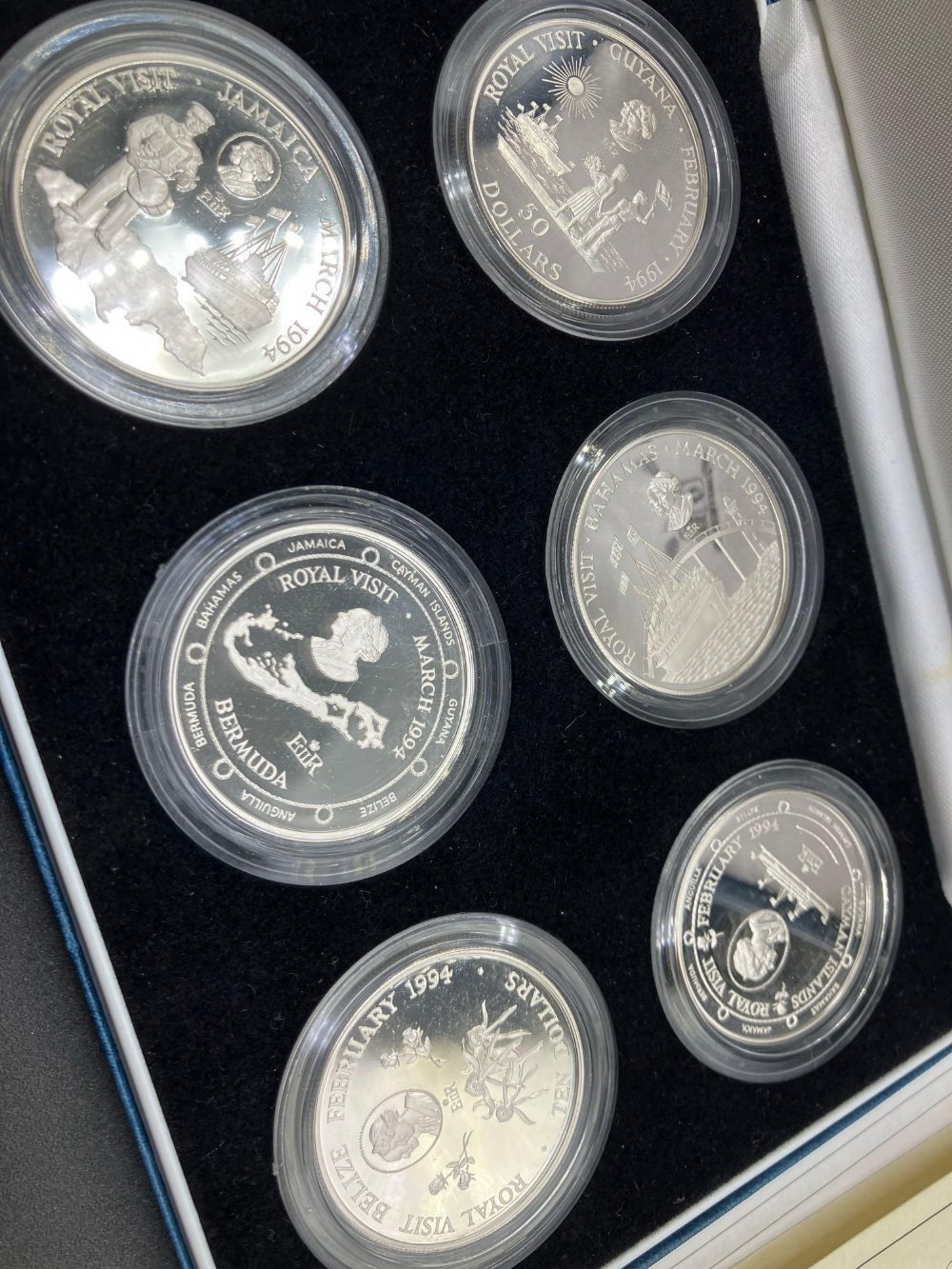 1994 Caribbean Royal Visit silver proof collection 6 x 28 g - Bild 2 aus 2