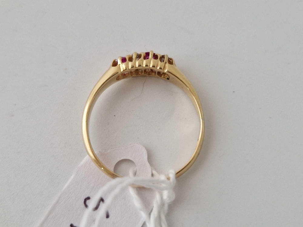 A ruby and diamond four stone ring 18ct gold Chester 1903 size T - Image 3 of 3