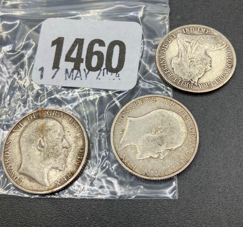 An 1896 shilling plus 1907 and 1910