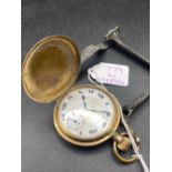 A rolled gold hunter pocket watch with seconds dial