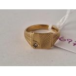 A gents signet ring with diamond 9ct size S 4.2 gms