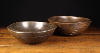 Two George III Turned Treen Dairy Bowls.