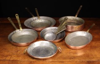A Collection of Antique/Vintage Copper Frying Pans (13 in total).